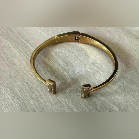 KATE SPADE Raising The Bar Women's Yellow Gold Tone Cuff Bracelet Crystals Pave - Picture 3 of 6